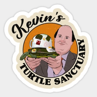 Kevin's Turtle Sanctuary (black text, distressed) Sticker